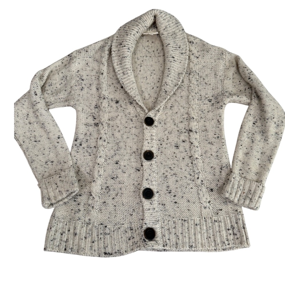 ModCloth Speckled Cable Knit Shawl Collar Button Front Cardigan‎ Sweater Size S